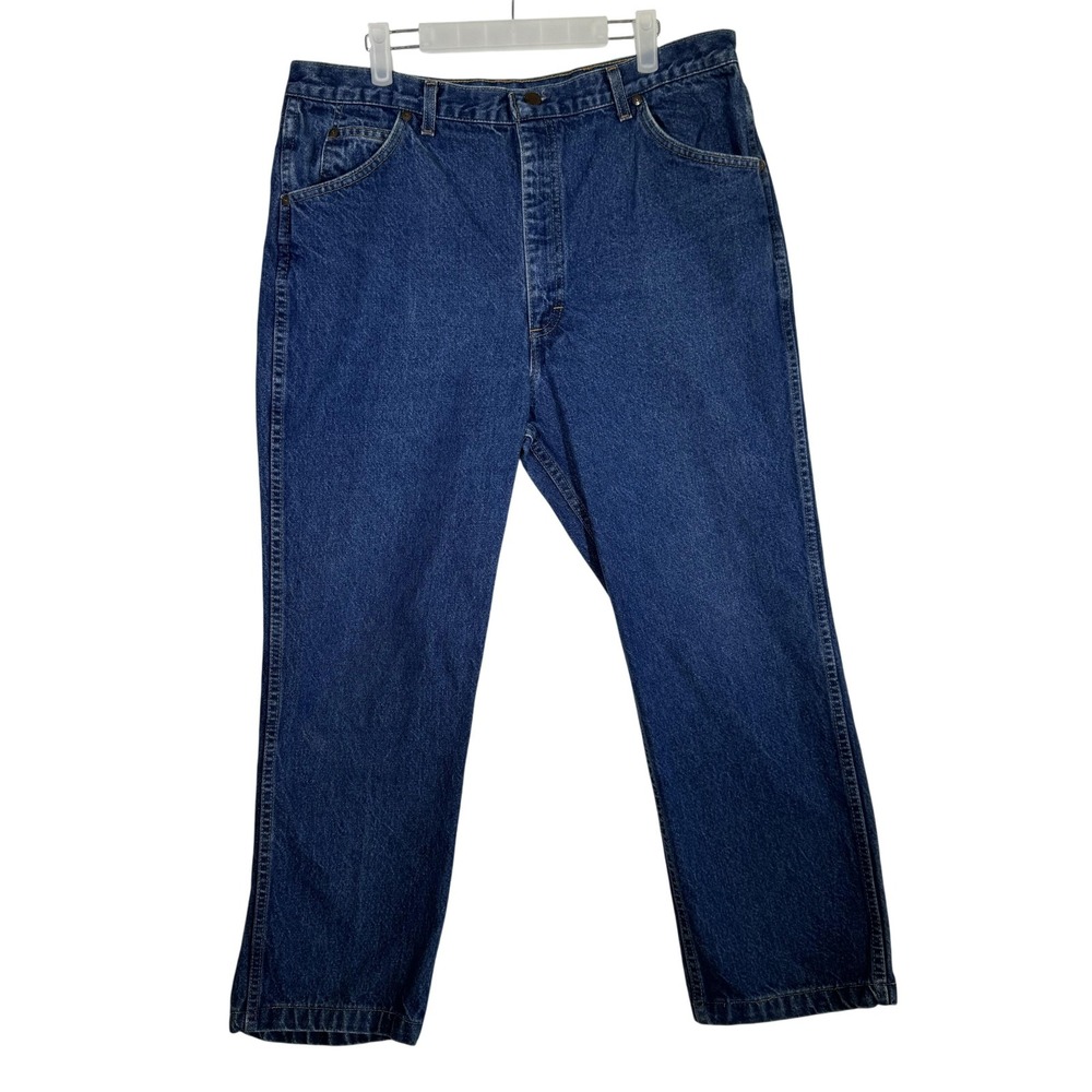 Vintage Roebucks Jeans Mens 34x34 Blue Denim Made USA High Rise Straight 90s